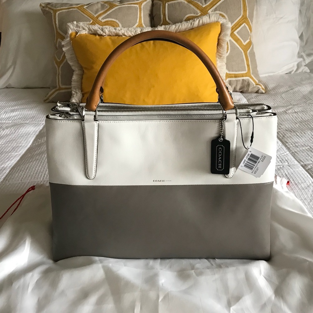 Coach Colorblock Borough in White/Tan/Warm Grey